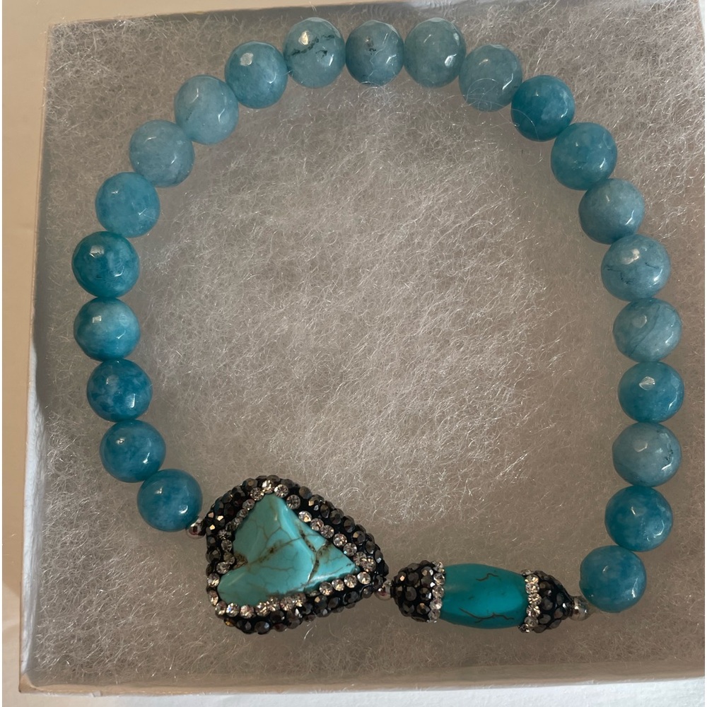 Plus Size Turquoise and Amazonite Beaded Bracelets  9inches  by Sheoma NWT
